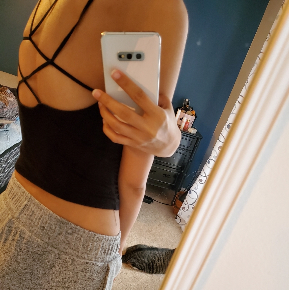 Lace up top with built in cups